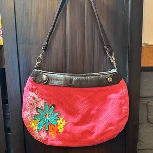 Vibrant Floral Embroidered Thirty-One Shoulder Bag